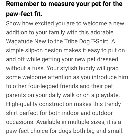 Wagatude New to the Tribe Dog T-Shirt - Picture 5 of 9